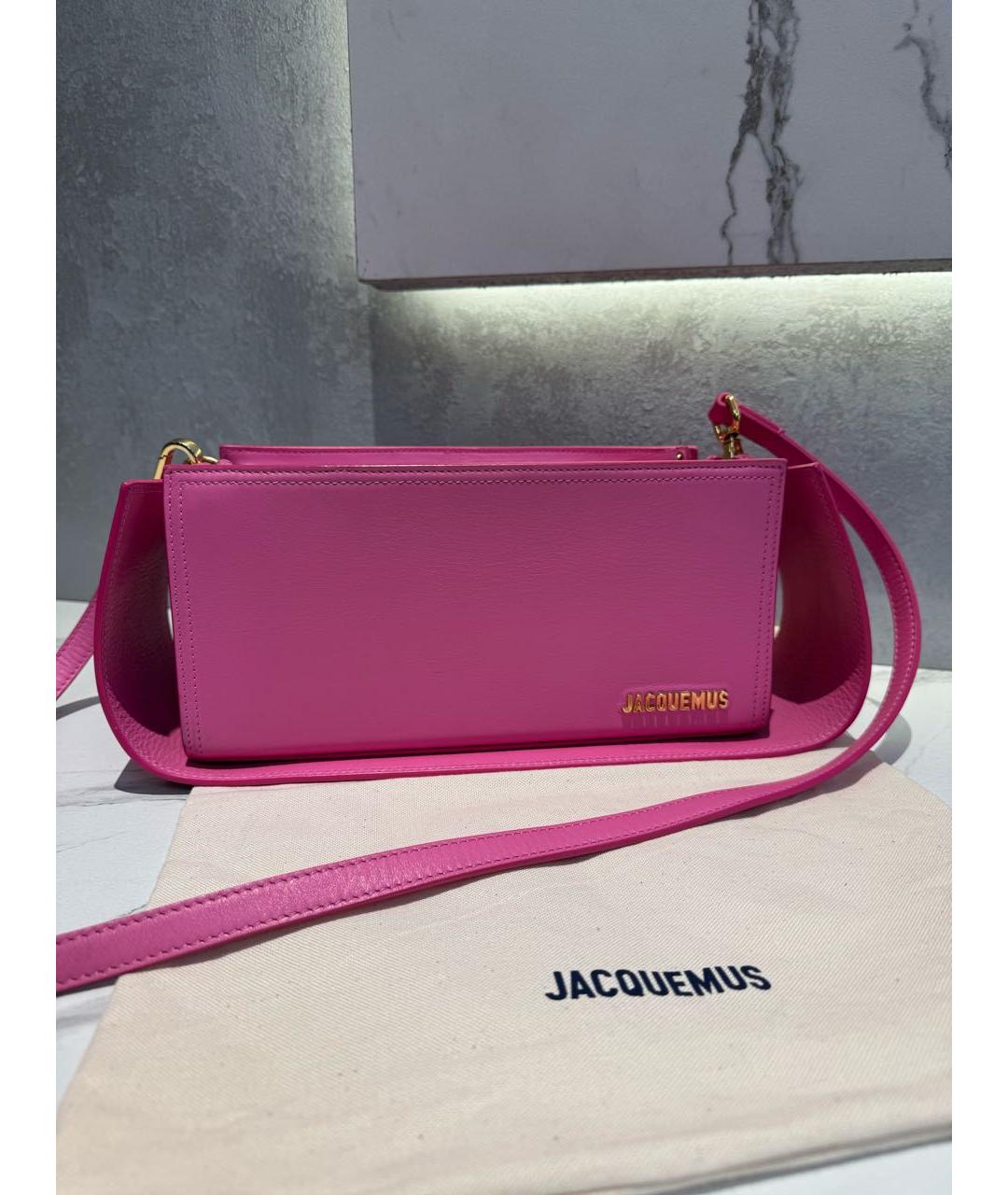 JACQUEMUS Розовая кожаная сумка через плечо, фото 4