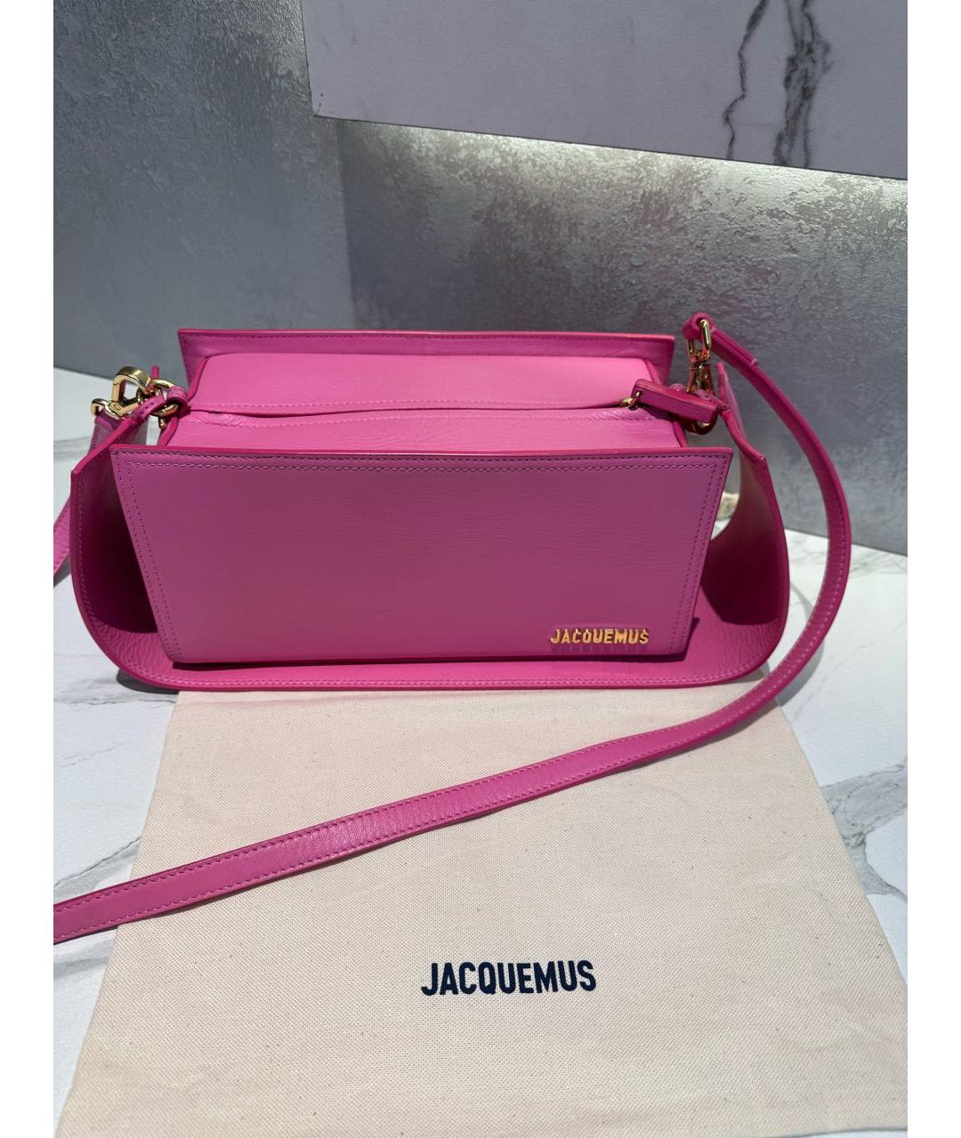 JACQUEMUS Розовая кожаная сумка через плечо, фото 2
