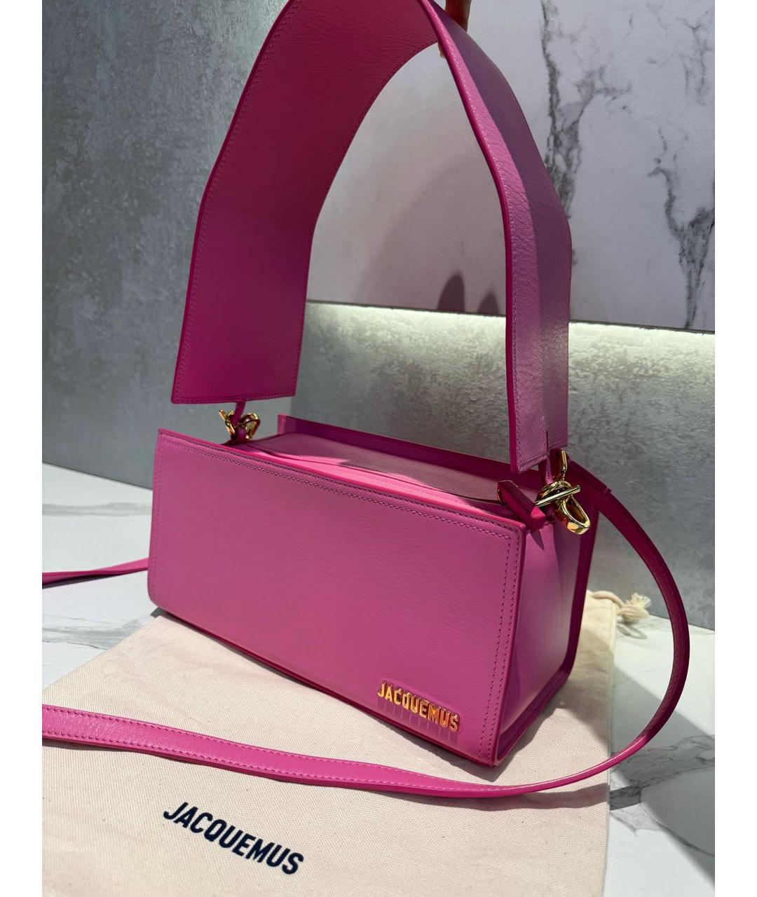 JACQUEMUS Розовая кожаная сумка через плечо, фото 3