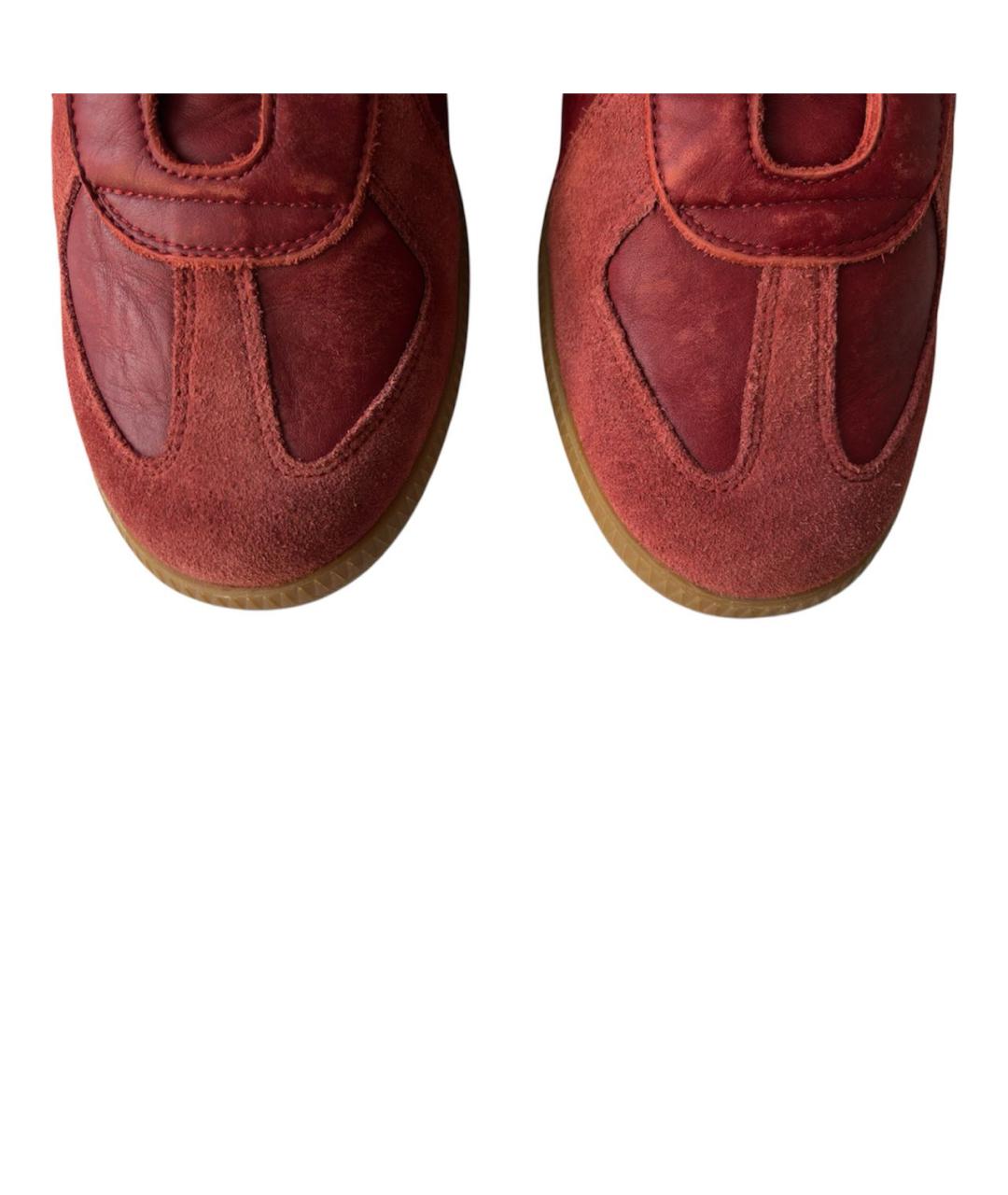 MAISON MARGIELA Красные кожаные высокие кроссовки / кеды, фото 3