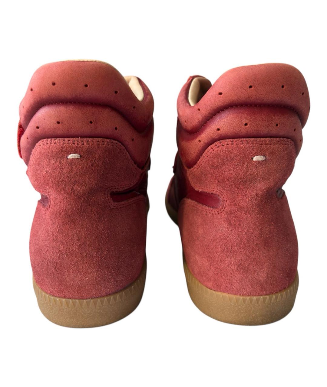 MAISON MARGIELA Красные кожаные высокие кроссовки / кеды, фото 4