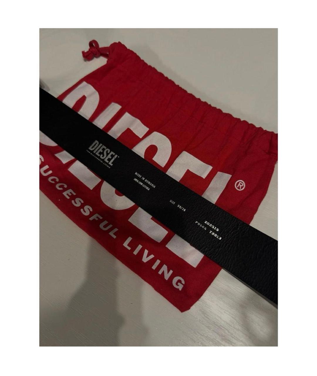 DIESEL Черный кожаный ремень, фото 3