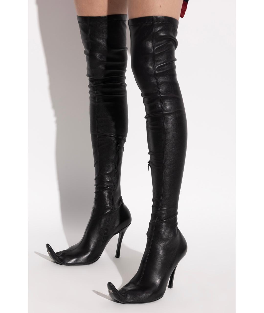 BALENCIAGA Черные кожаные ботфорты, фото 6