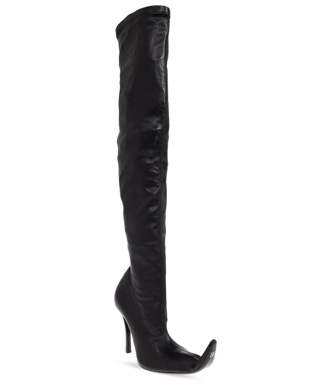 BALENCIAGA Черные кожаные ботфорты, фото 2