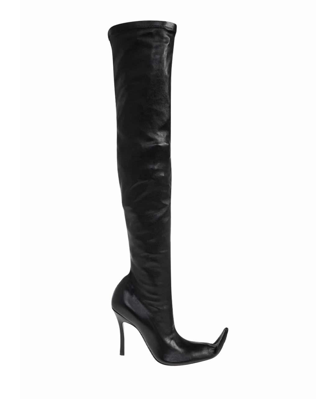 BALENCIAGA Черные кожаные ботфорты, фото 1