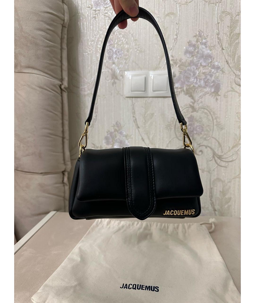 JACQUEMUS Черная кожаная сумка с короткими ручками, фото 4