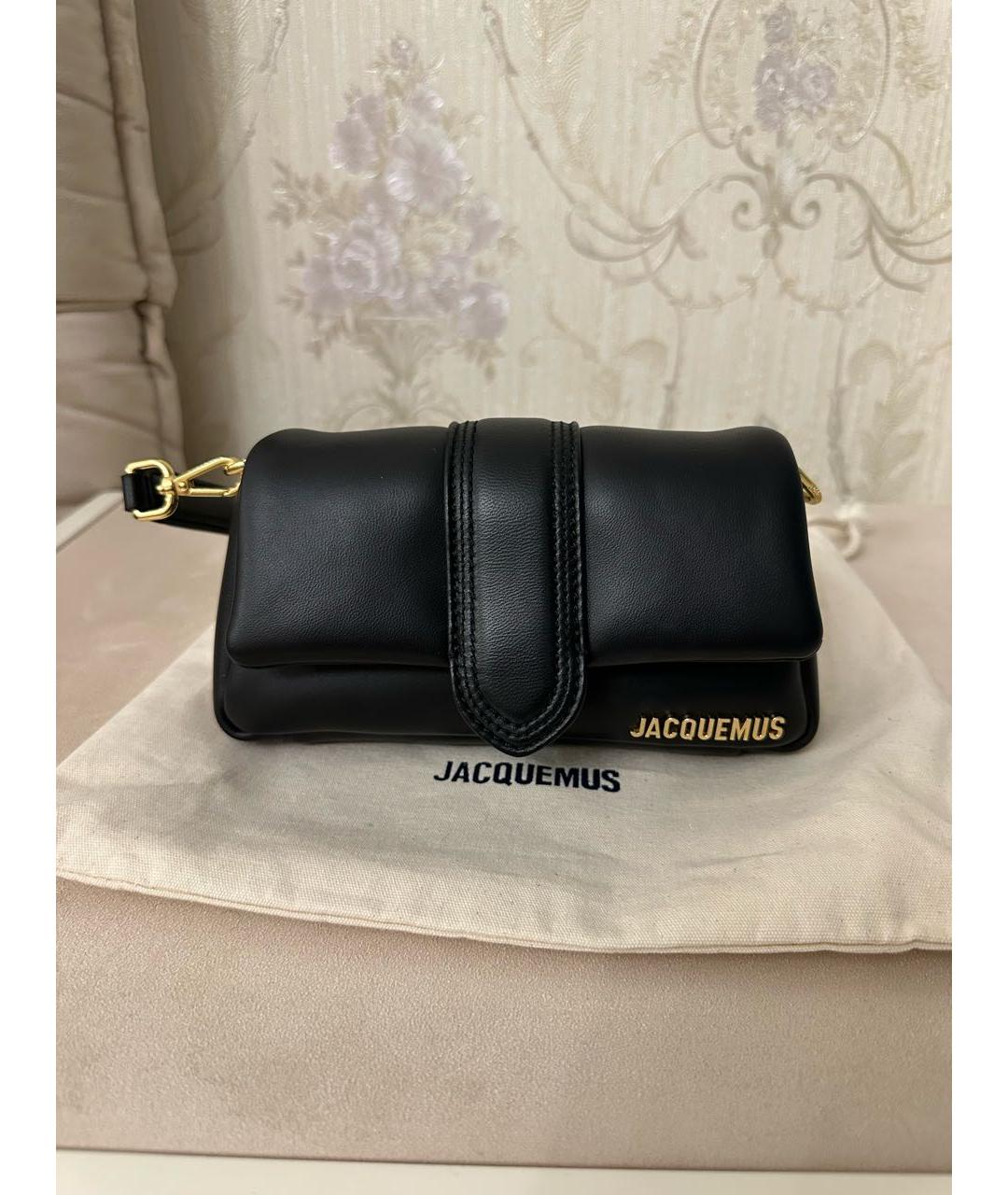 JACQUEMUS Черная кожаная сумка с короткими ручками, фото 2