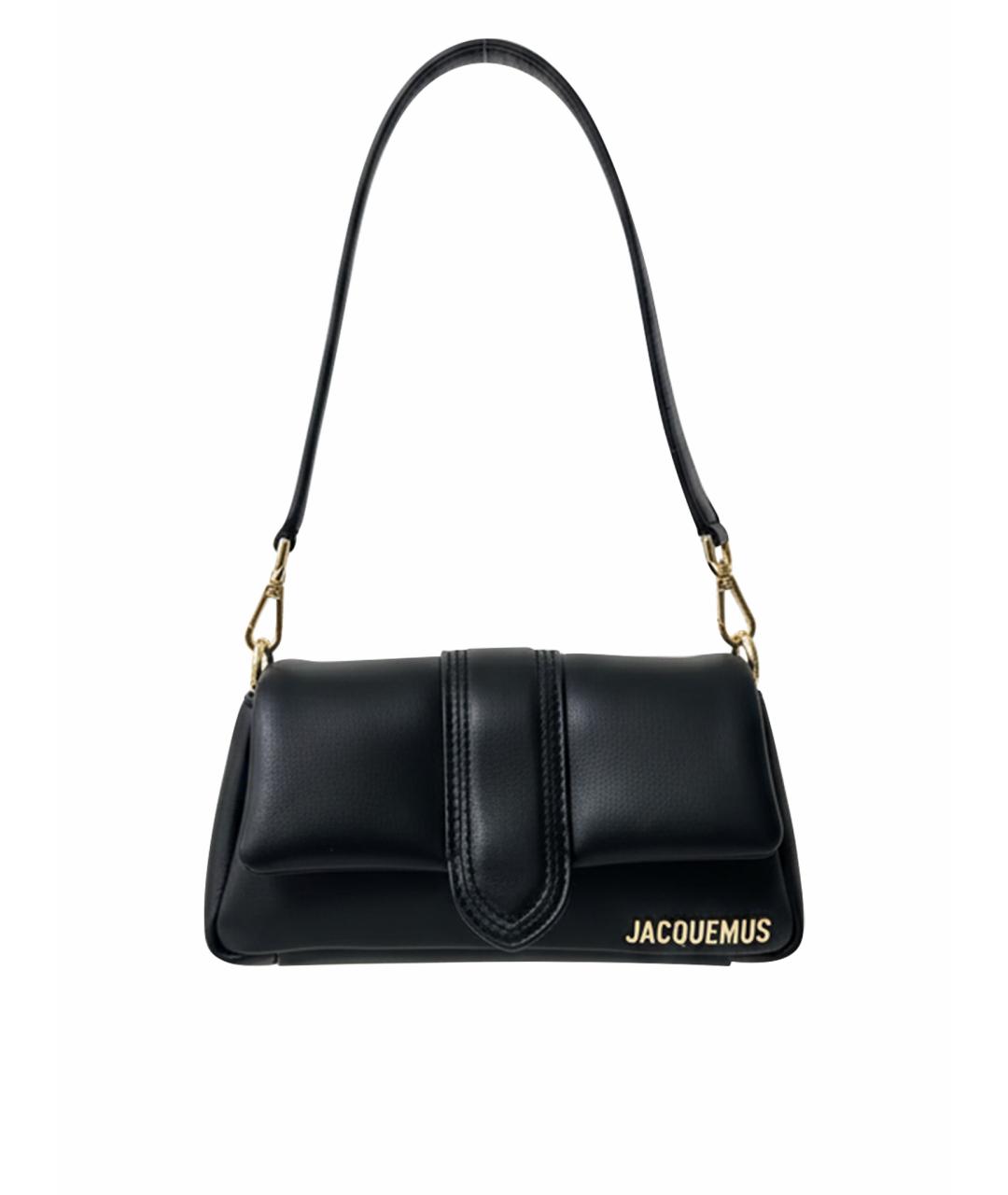 JACQUEMUS Черная кожаная сумка с короткими ручками, фото 1