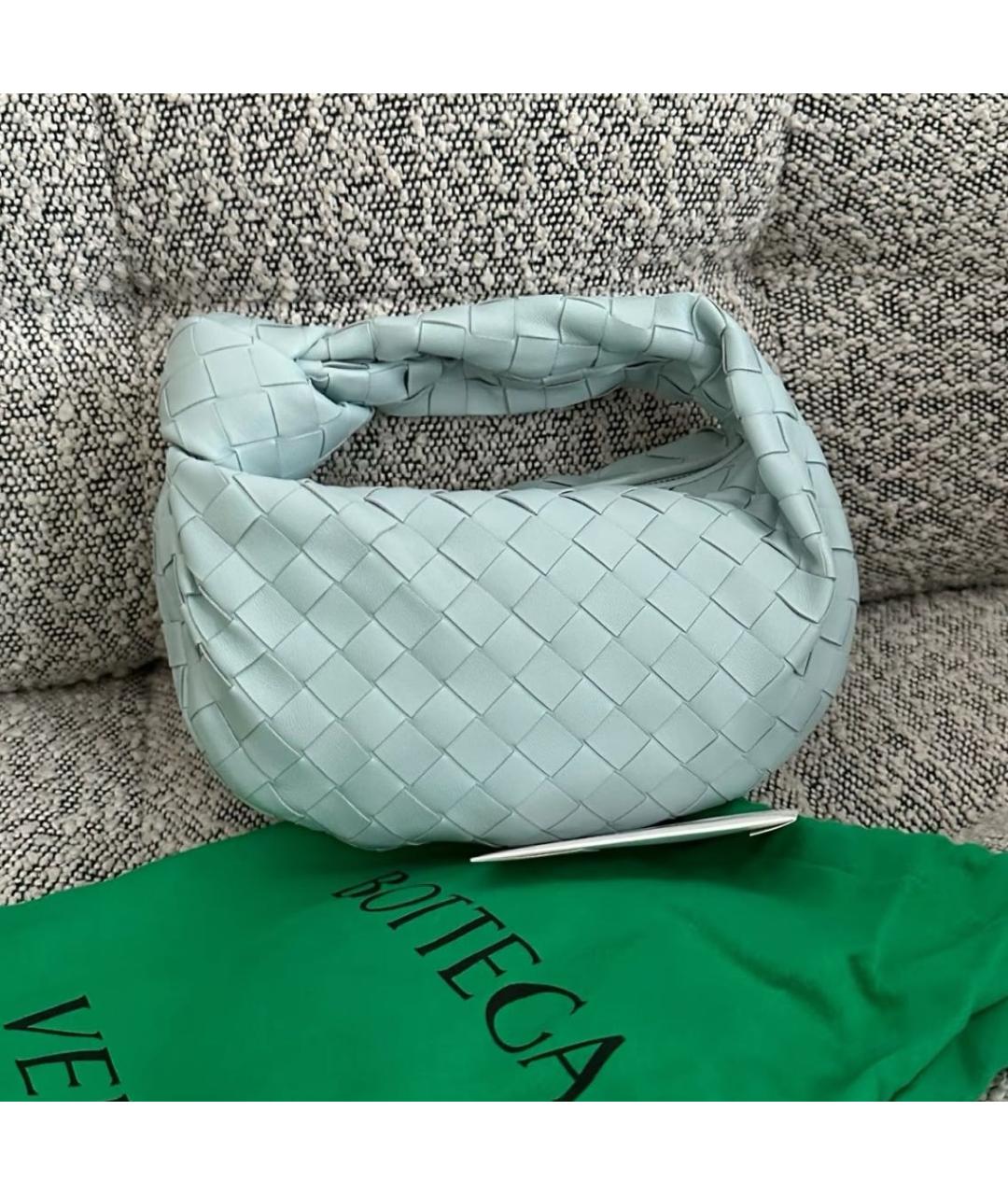 BOTTEGA VENETA Голубая кожаная сумка с короткими ручками, фото 2
