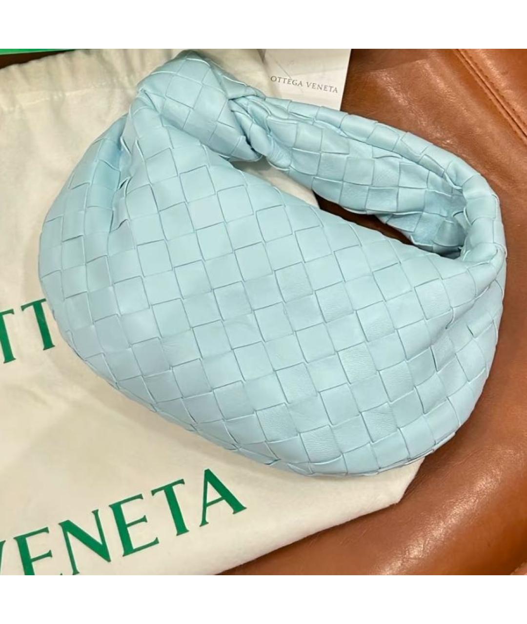 BOTTEGA VENETA Голубая кожаная сумка с короткими ручками, фото 3