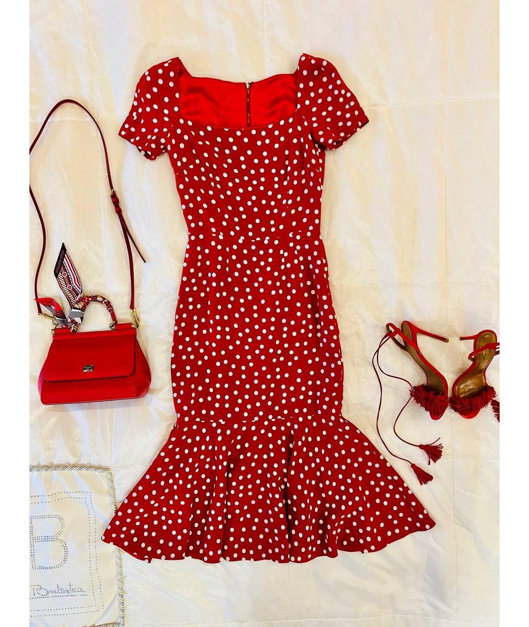 DOLCE&GABBANA Красное креповое коктейльное платье, фото 7