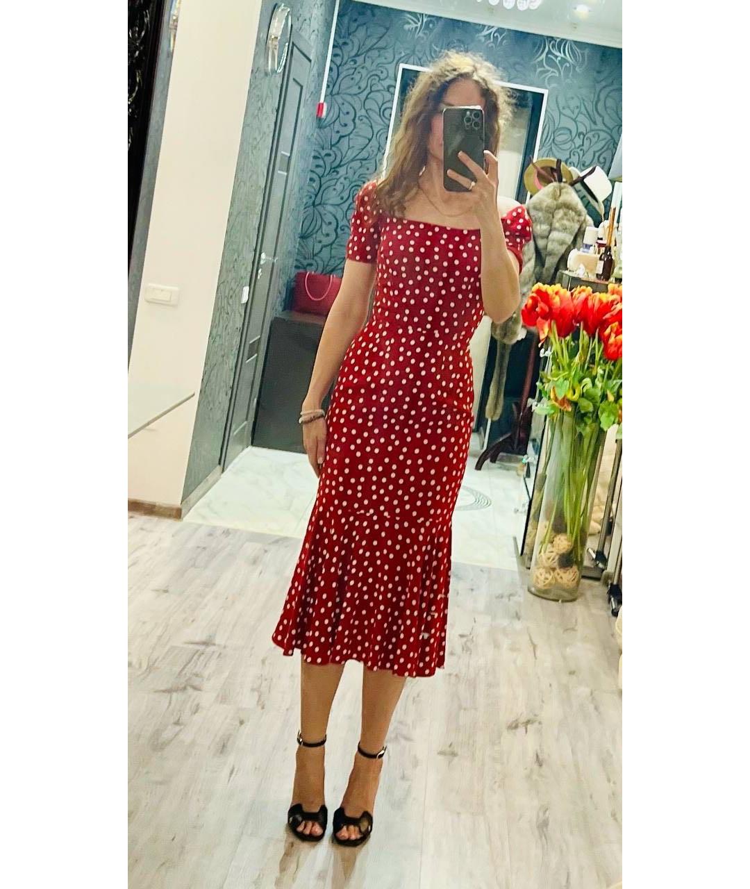 DOLCE&GABBANA Красное креповое коктейльное платье, фото 4