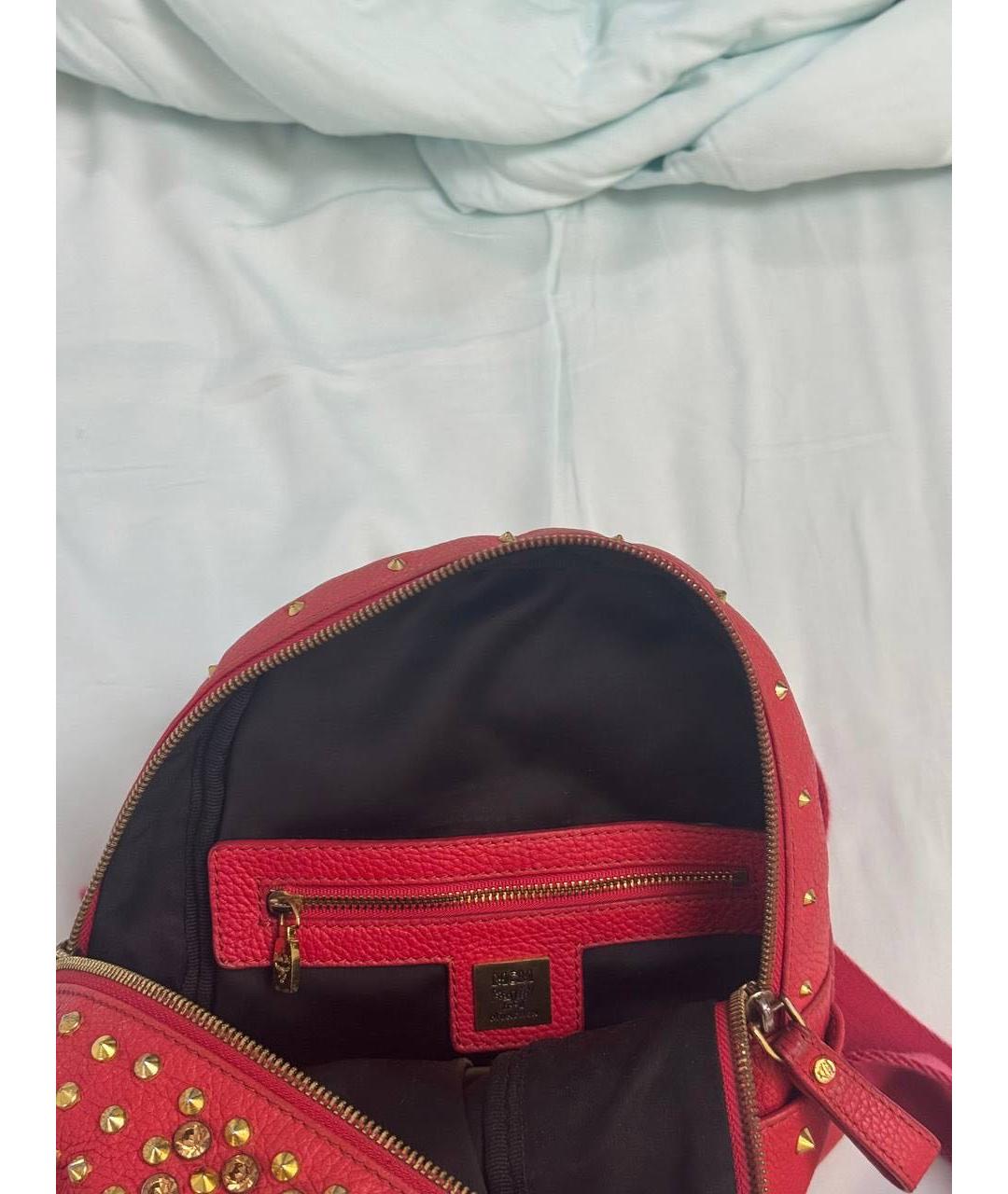 MCM Красная кожаная сумка с короткими ручками, фото 4