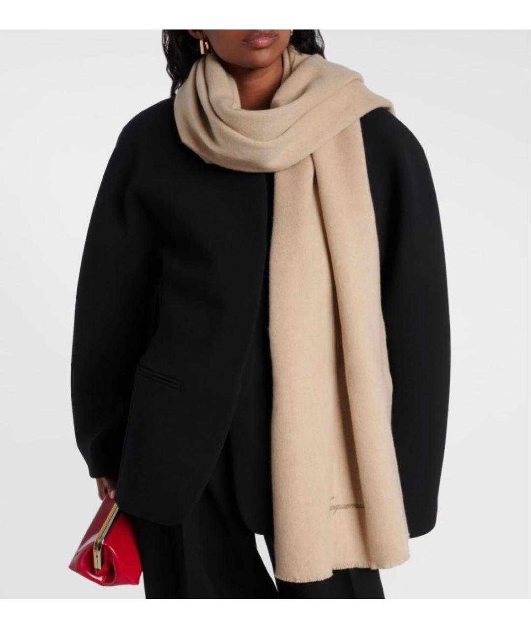 JACQUEMUS Бежевый шерстяной шарф, фото 4