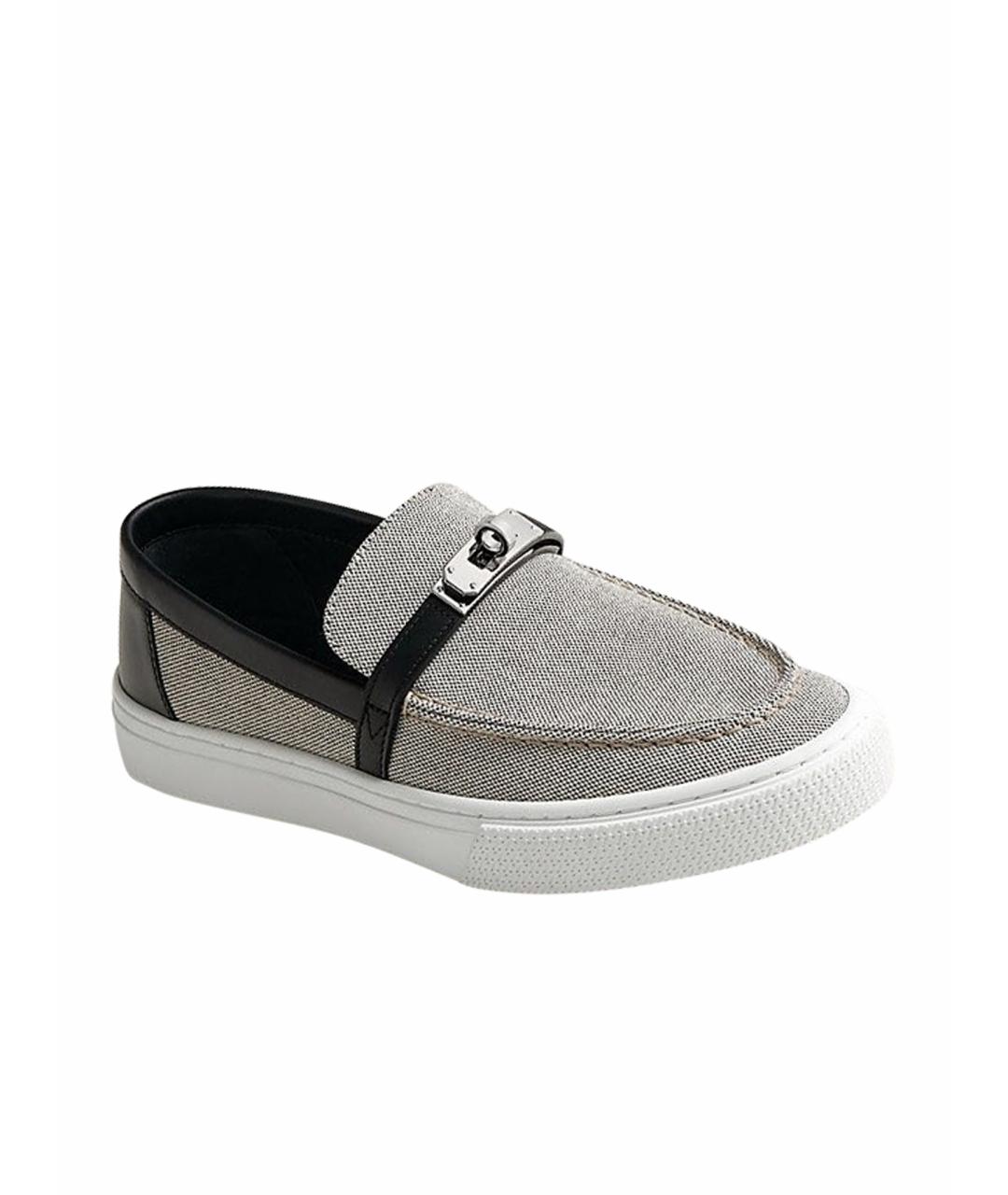 HERMES Серые кожаные слипоны, фото 1