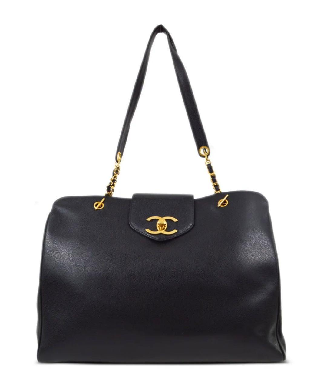 CHANEL Черная кожаная сумка тоут, фото 1