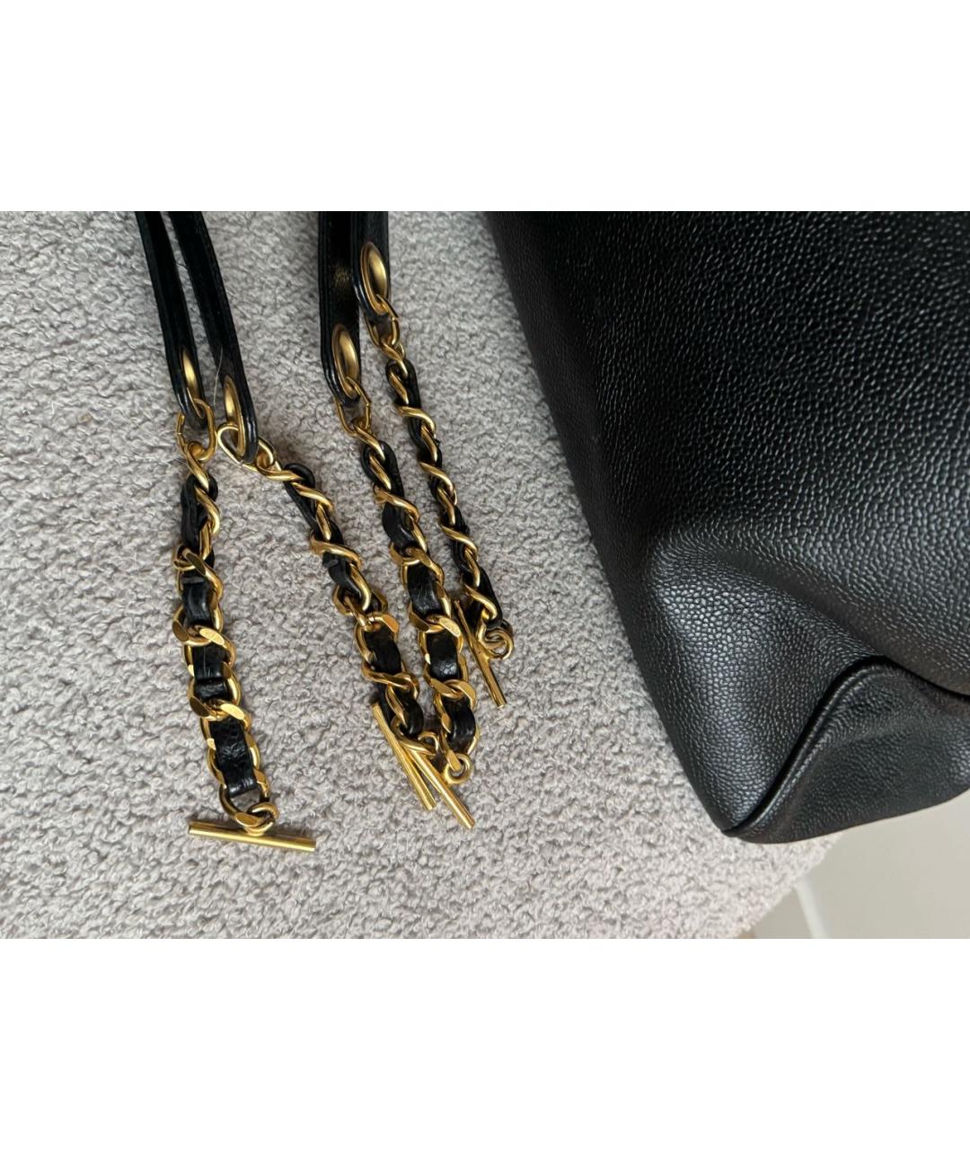 CHANEL Черная кожаная сумка тоут, фото 6