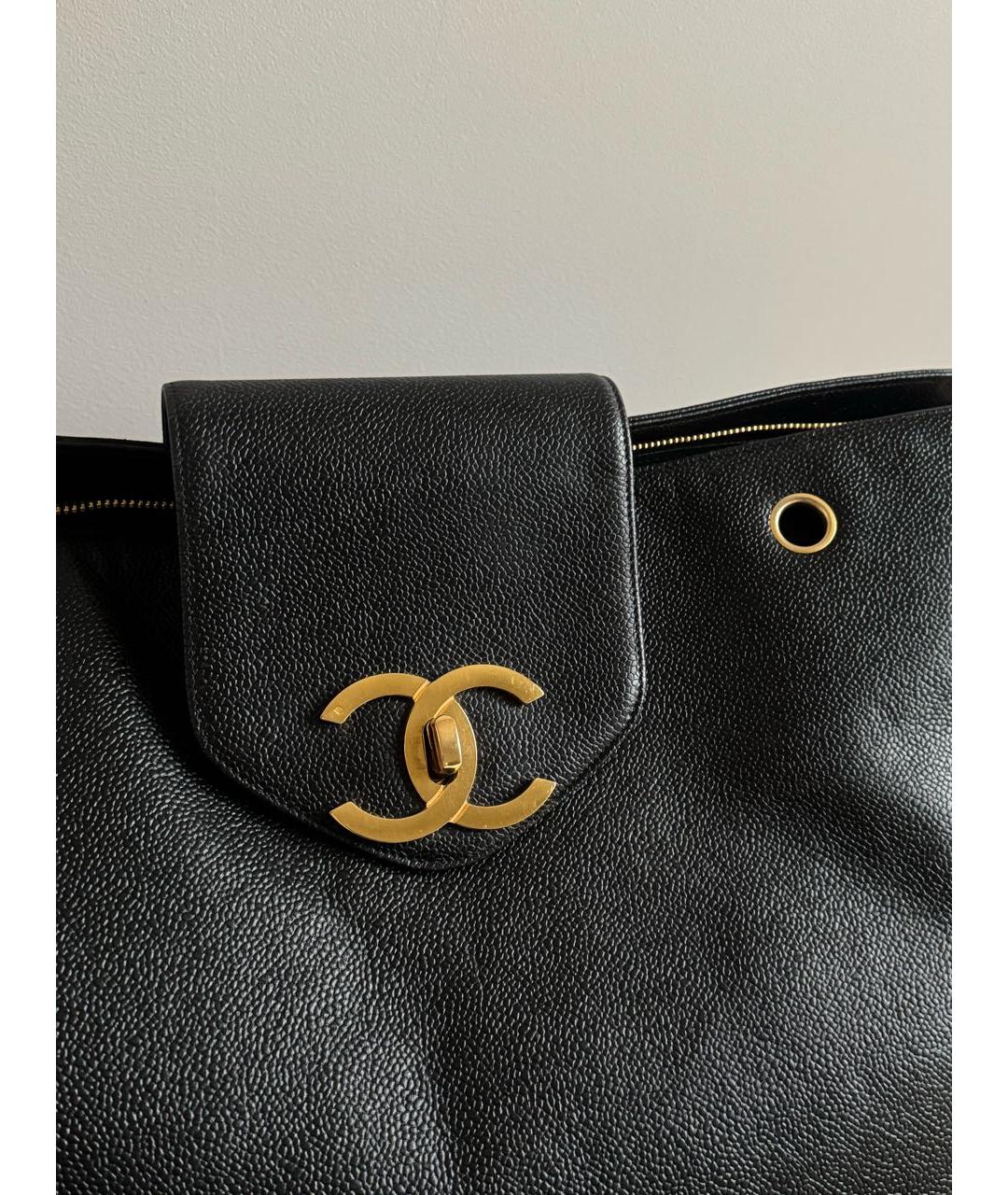 CHANEL Черная кожаная сумка тоут, фото 4