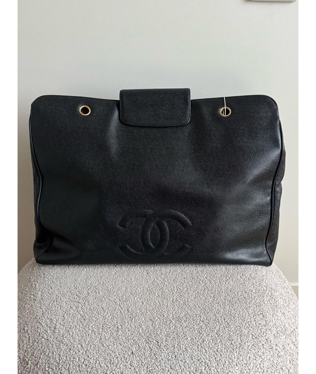 CHANEL Черная кожаная сумка тоут, фото 3