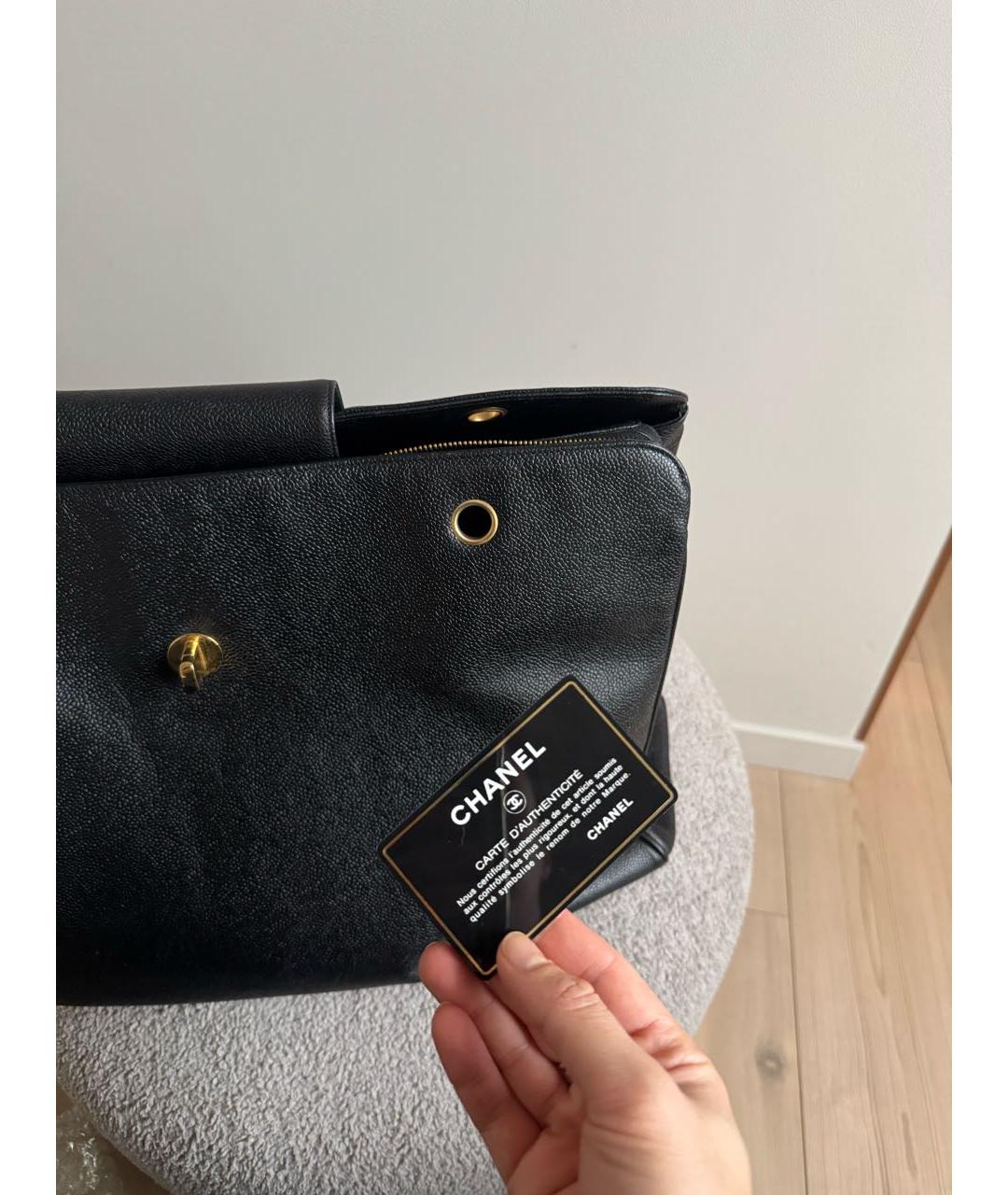 CHANEL Черная кожаная сумка тоут, фото 8