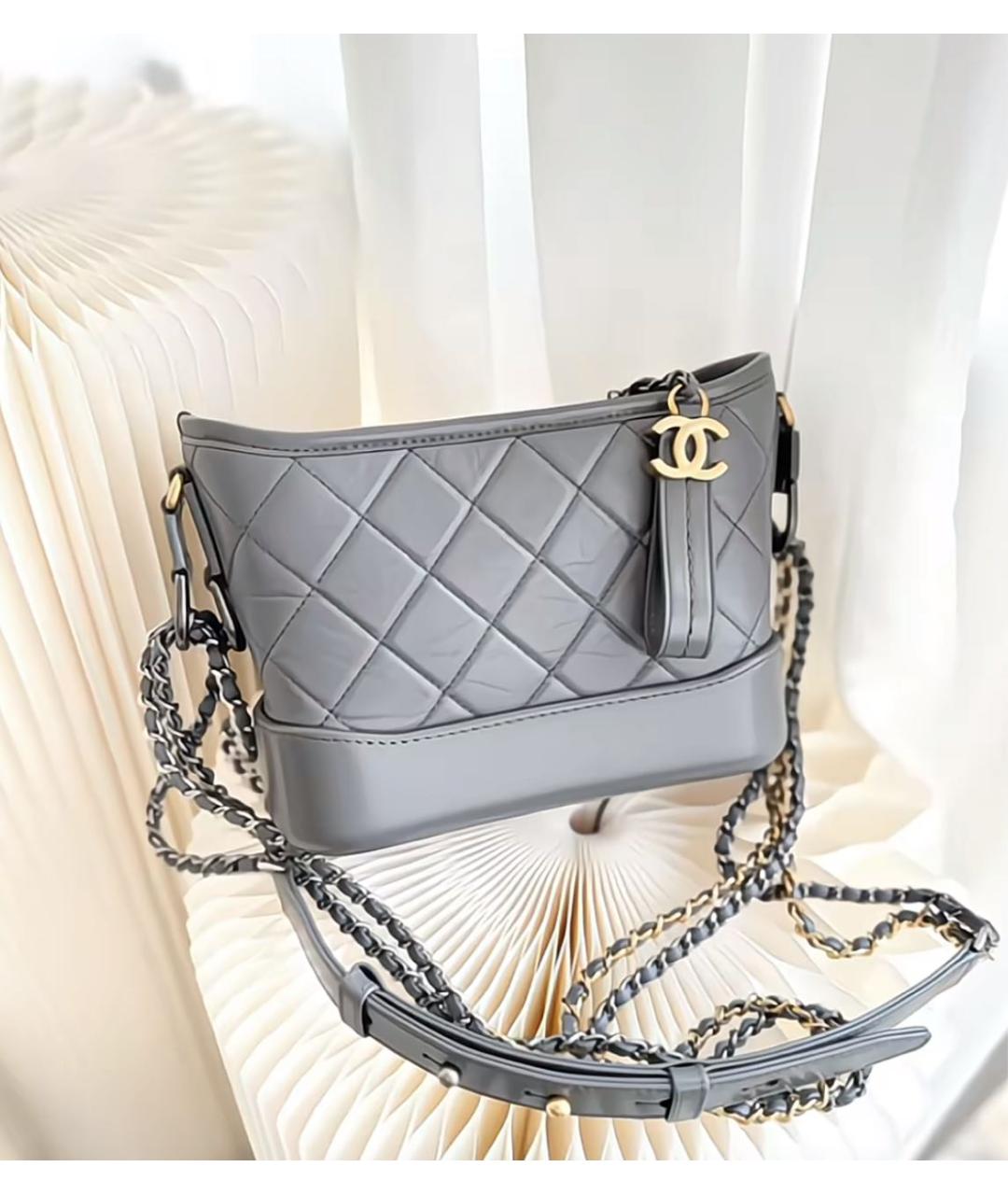 CHANEL Серая кожаная сумка через плечо, фото 2