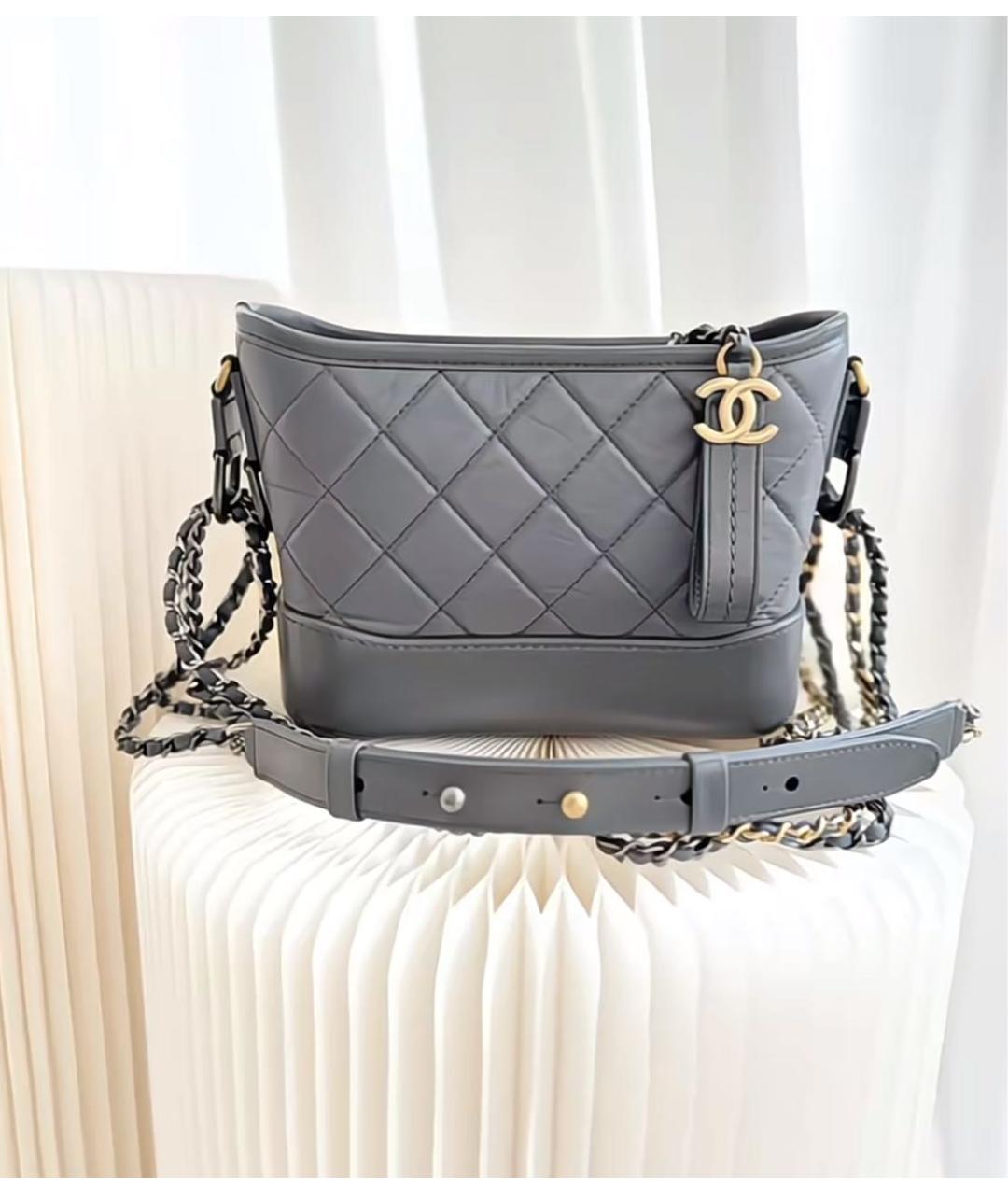 CHANEL Серая кожаная сумка через плечо, фото 3