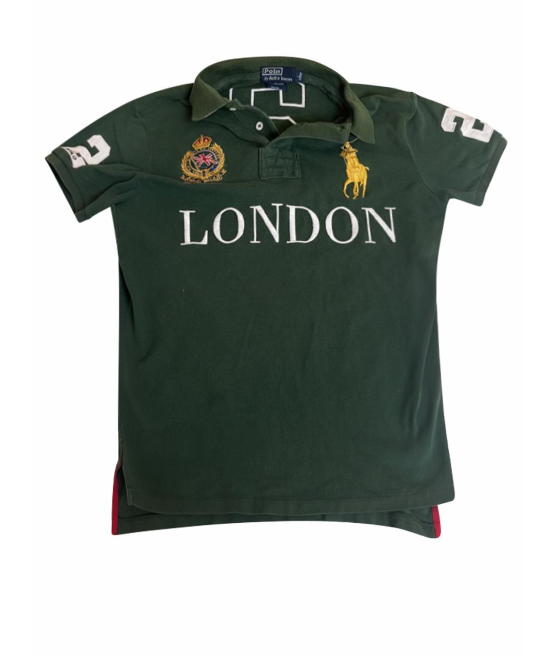 POLO RALPH LAUREN Зеленые хлопковое поло с коротким рукавом, фото 1