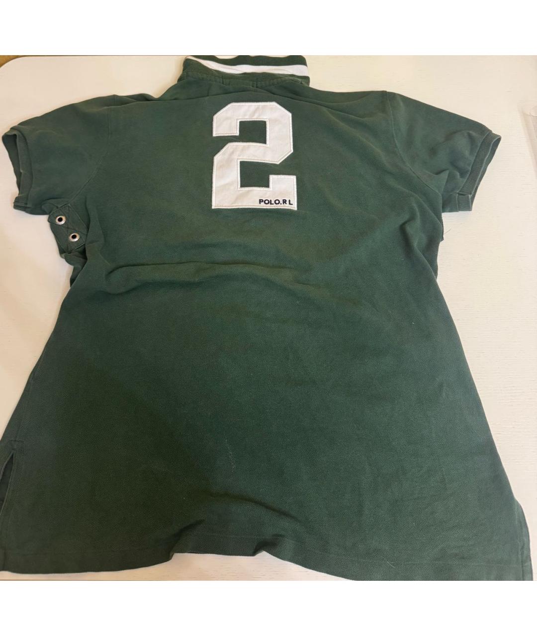 POLO RALPH LAUREN Зеленые хлопковое поло с коротким рукавом, фото 2
