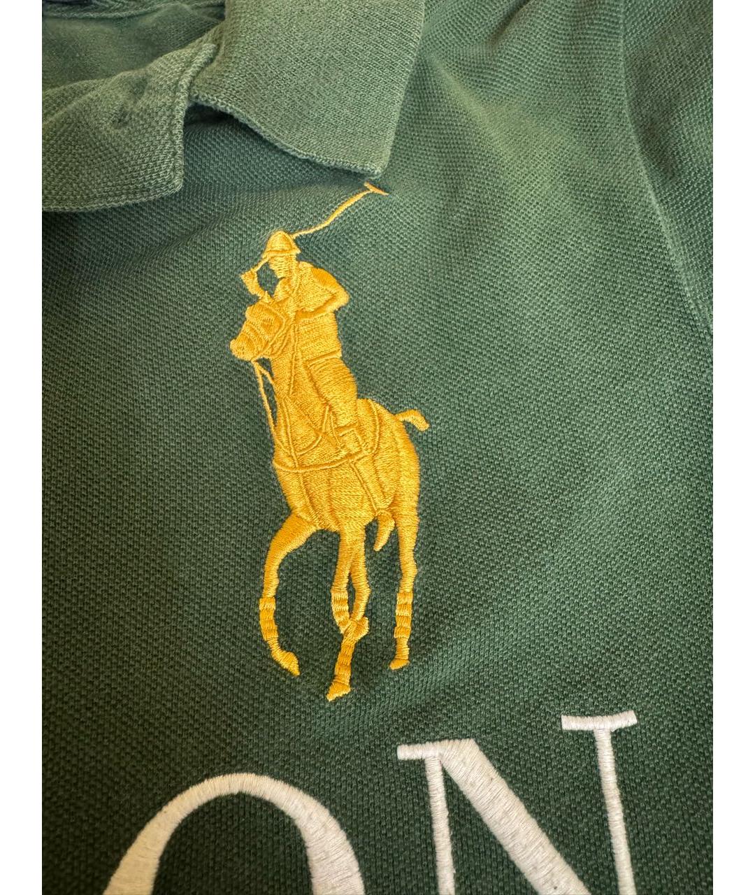 POLO RALPH LAUREN Зеленые хлопковое поло с коротким рукавом, фото 4