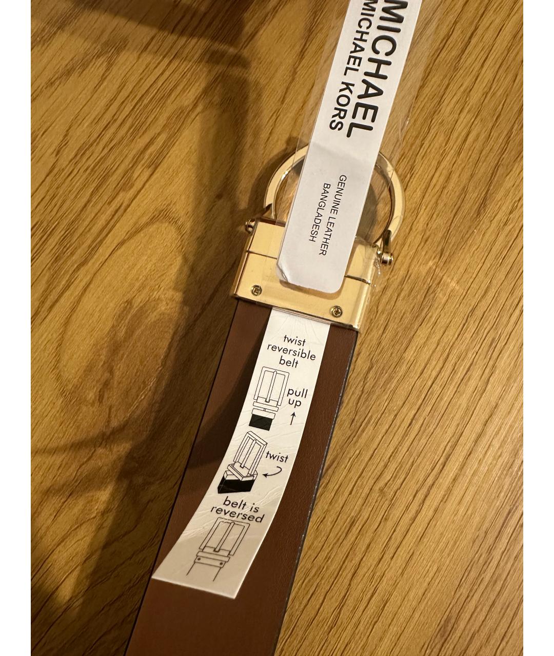 MICHAEL MICHAEL KORS Бордовый кожаный ремень, фото 3