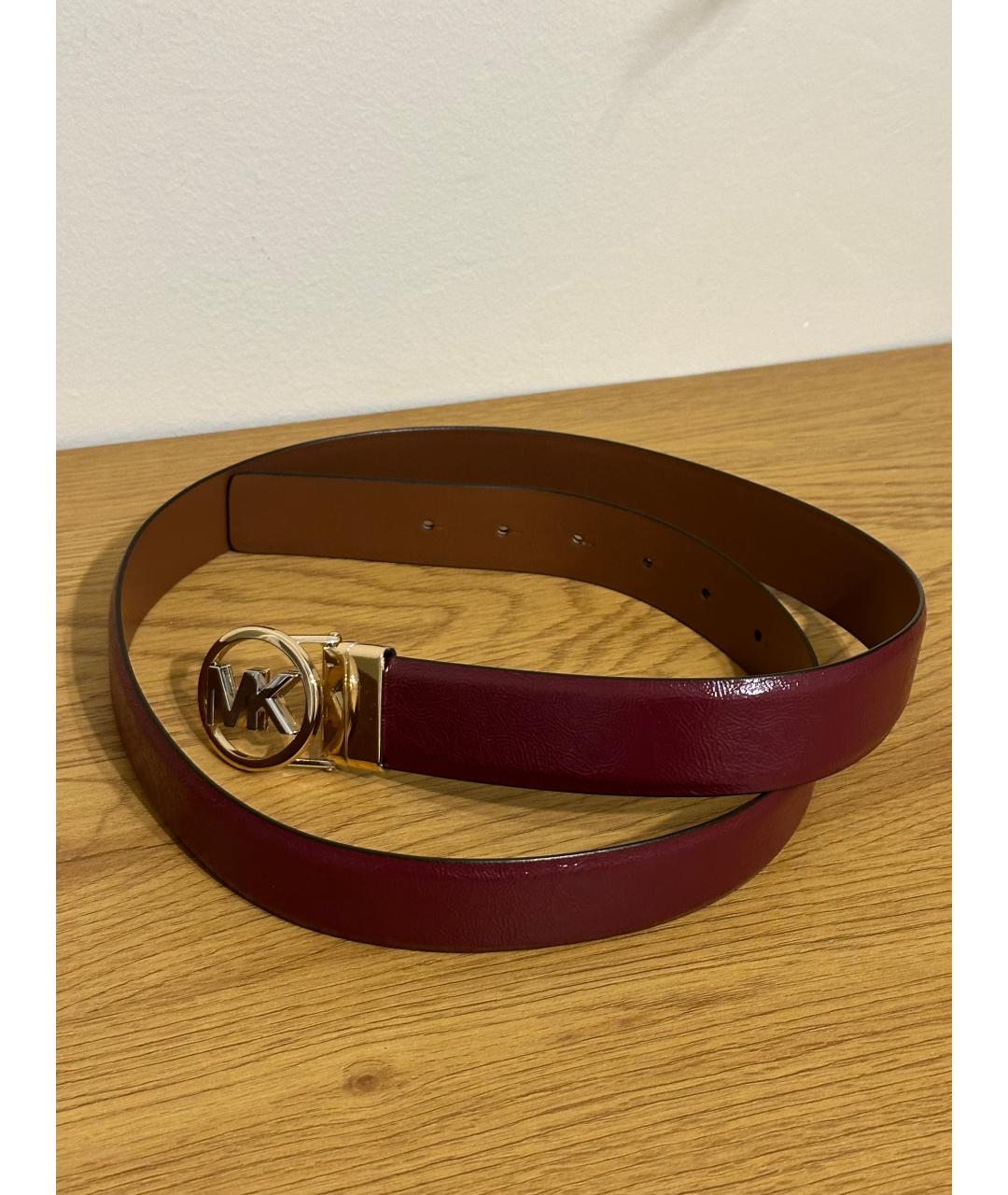 MICHAEL MICHAEL KORS Бордовый кожаный ремень, фото 9