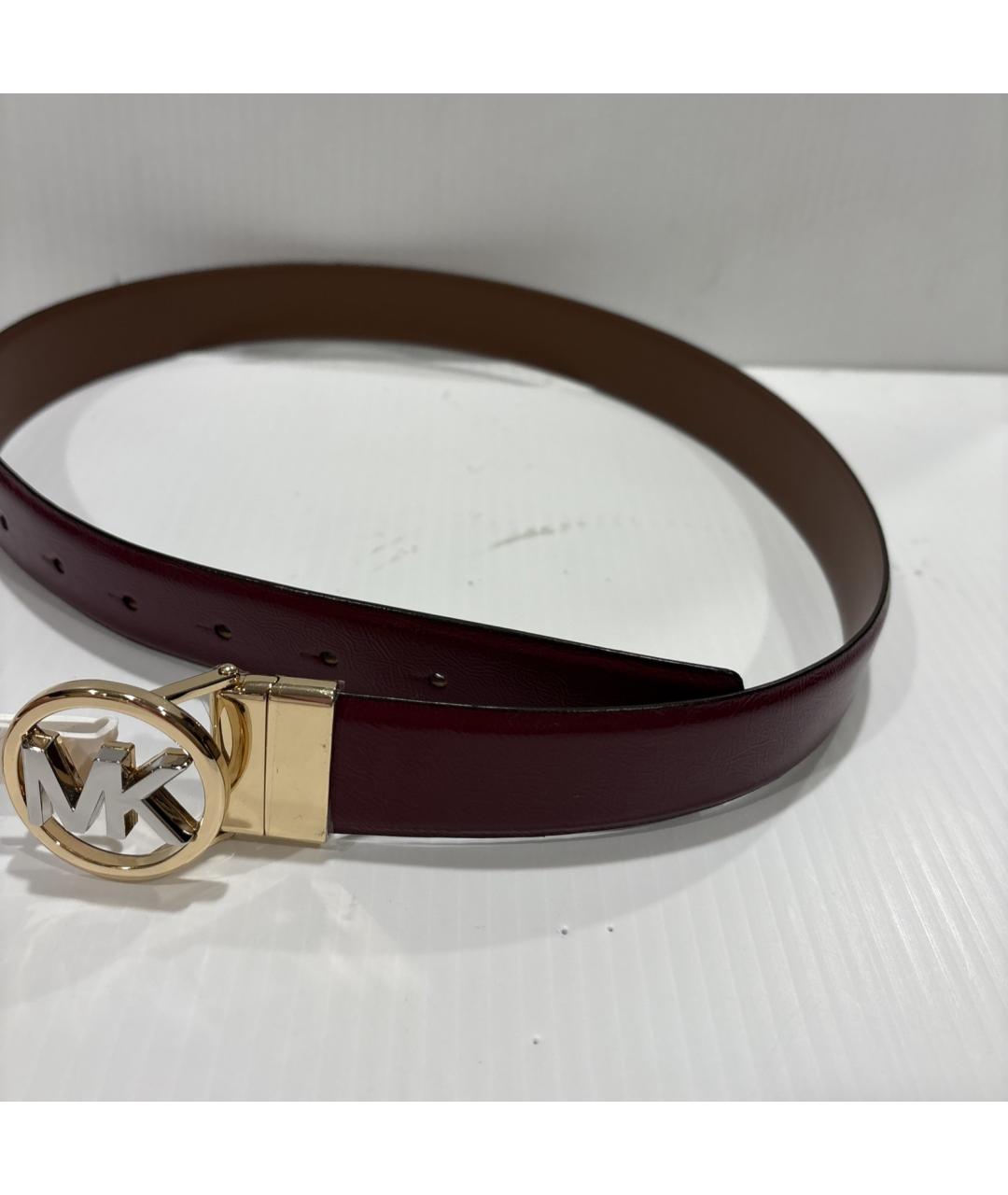 MICHAEL MICHAEL KORS Бордовый кожаный ремень, фото 8
