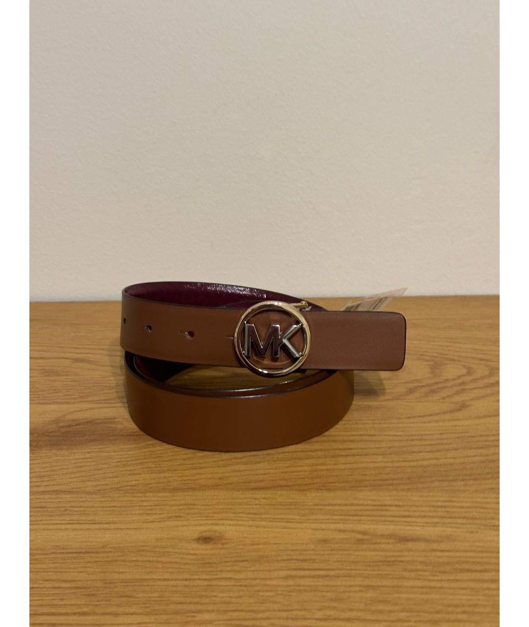 MICHAEL MICHAEL KORS Бордовый кожаный ремень, фото 4