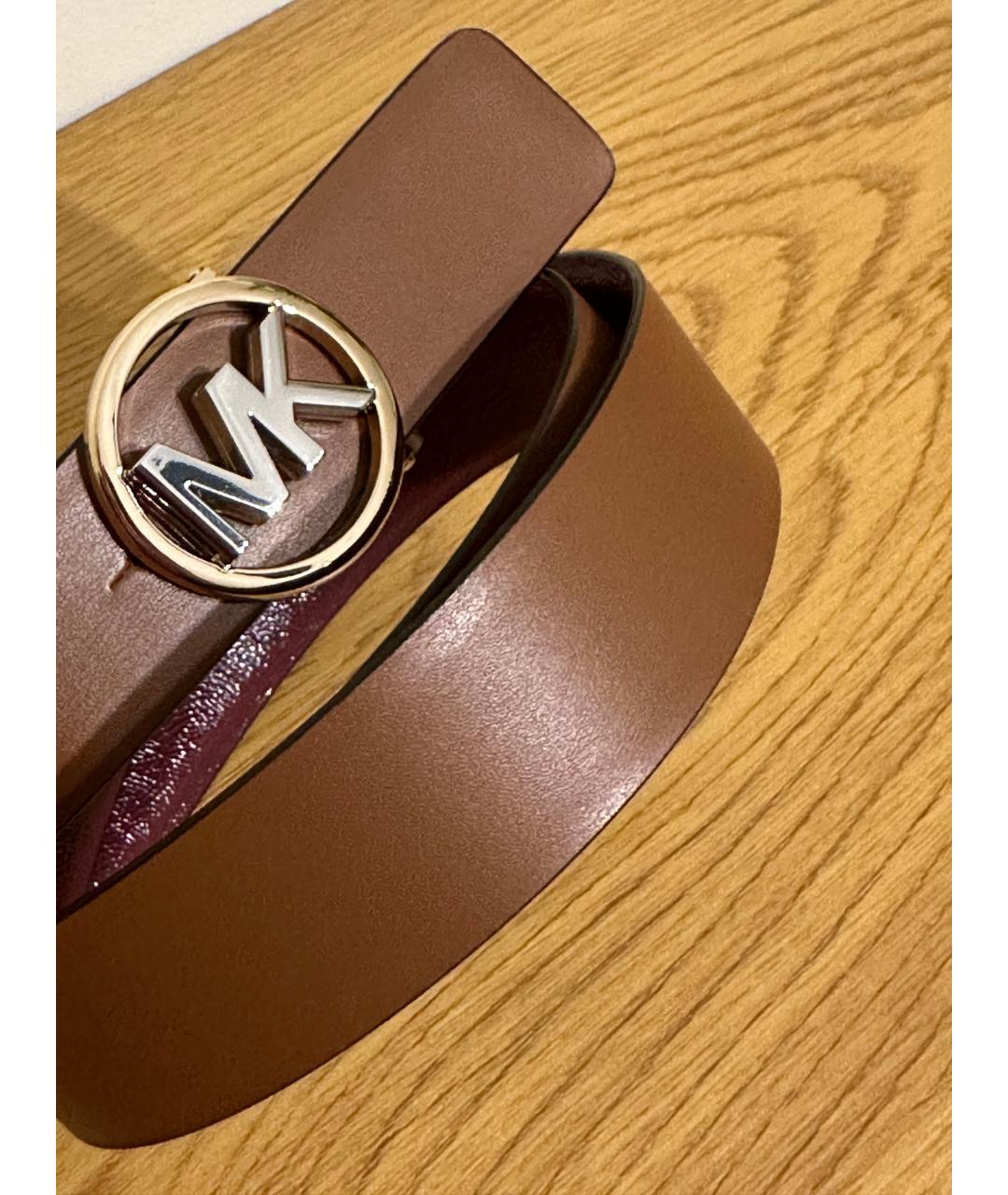 MICHAEL MICHAEL KORS Бордовый кожаный ремень, фото 6