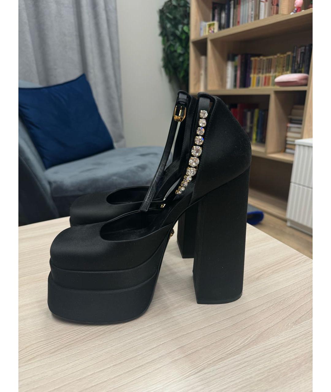 VERSACE Черные текстильные туфли, фото 7