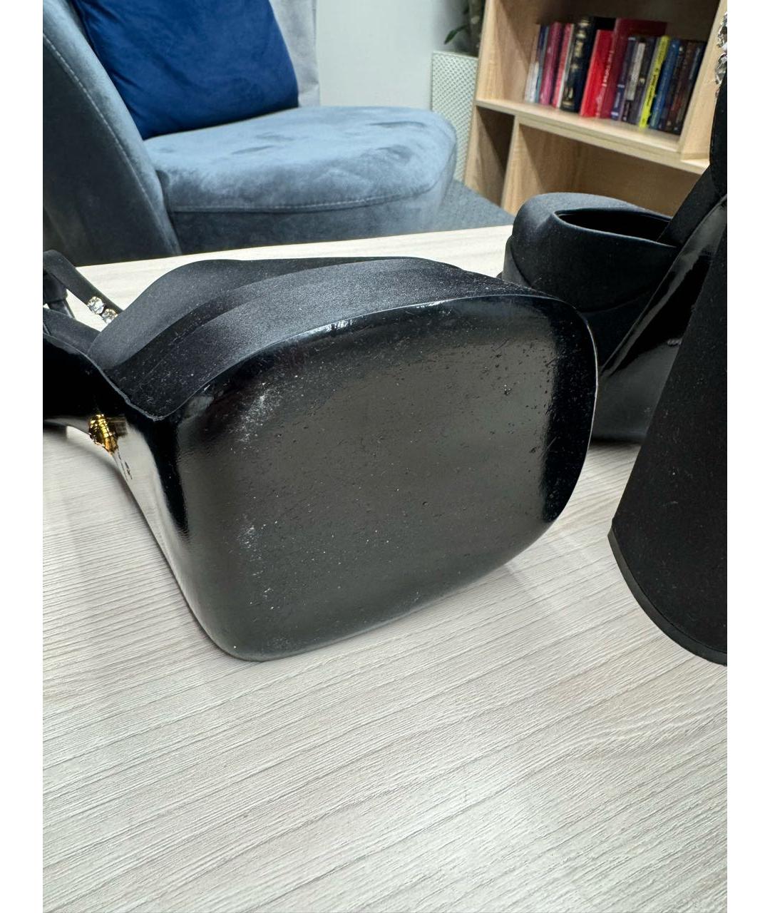 VERSACE Черные текстильные туфли, фото 5