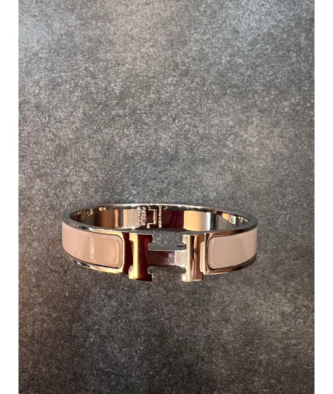 HERMES Бежевый металлический браслет, фото 8