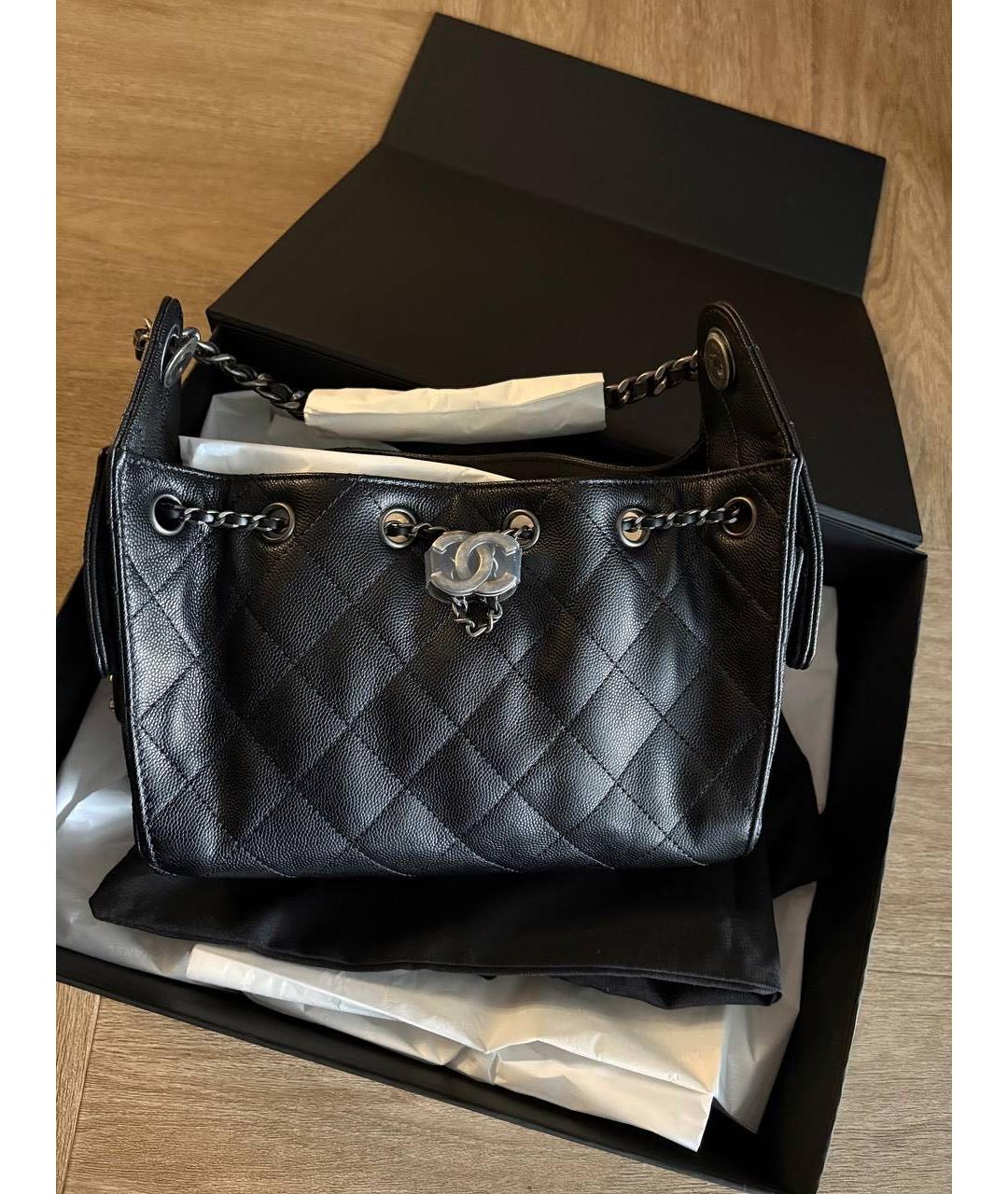 CHANEL Черная кожаная сумка тоут, фото 3