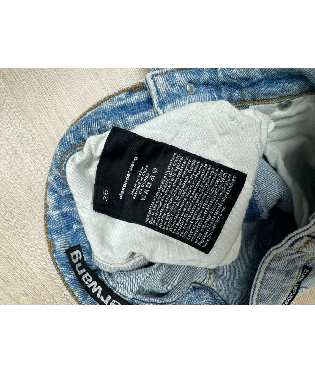 ALEXANDER WANG Голубые хлопковые джинсы слим, фото 3