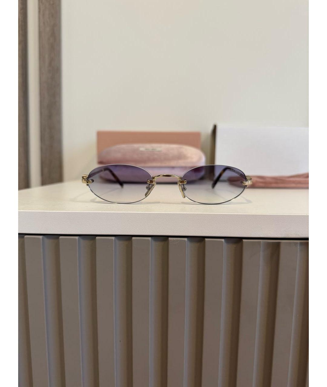 MIU MIU Синие металлические солнцезащитные очки, фото 4