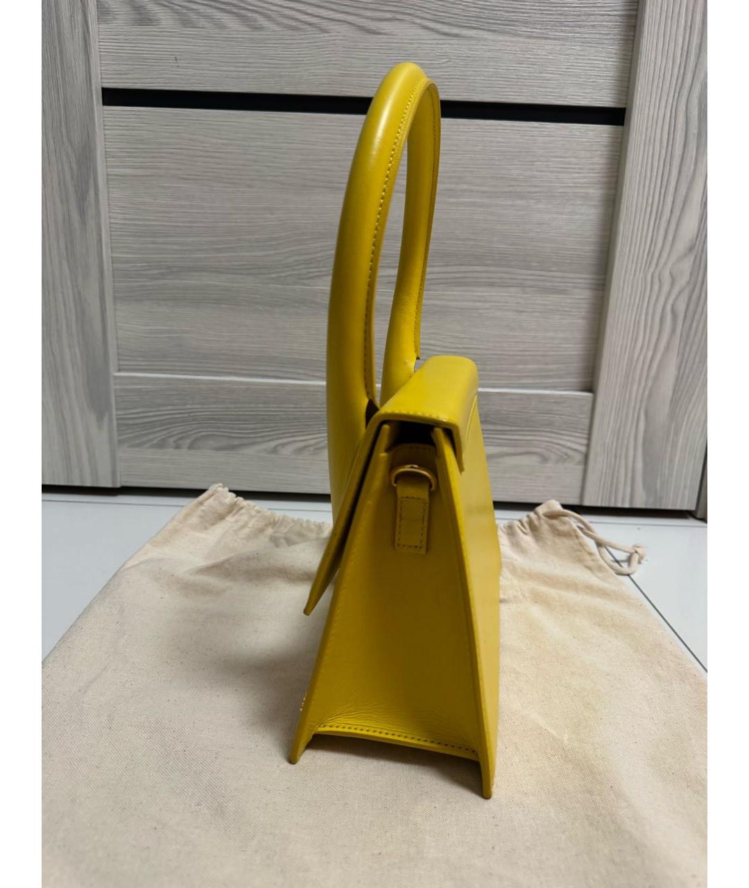 JACQUEMUS Желтая кожаная сумка через плечо, фото 2