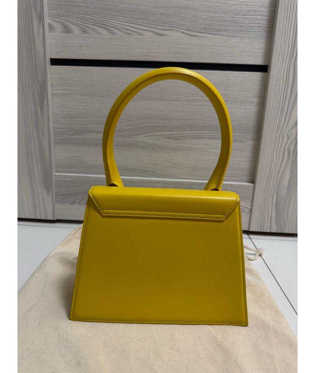 JACQUEMUS Желтая кожаная сумка через плечо, фото 3