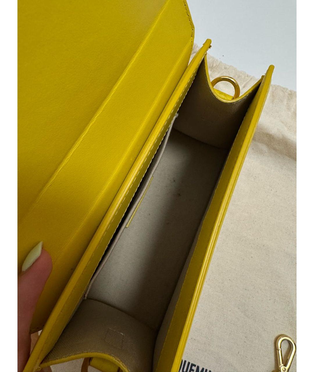 JACQUEMUS Желтая кожаная сумка через плечо, фото 4