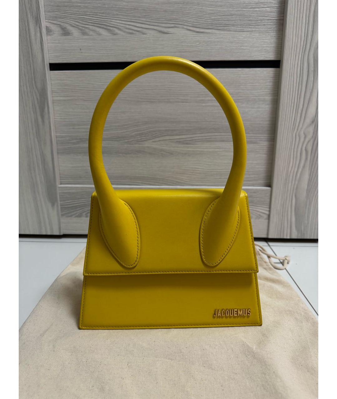 JACQUEMUS Желтая кожаная сумка через плечо, фото 6