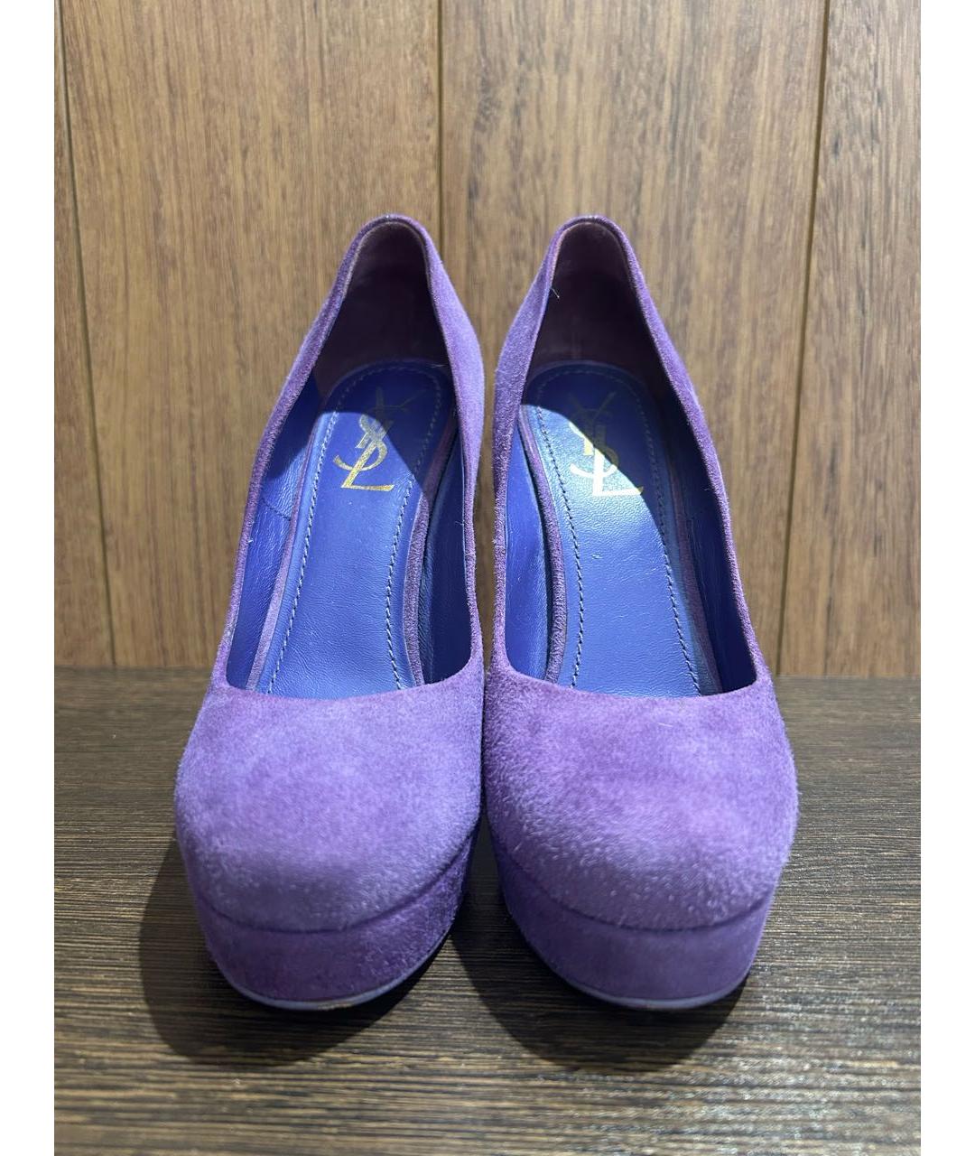SAINT LAURENT Фиолетовые замшевые туфли, фото 2