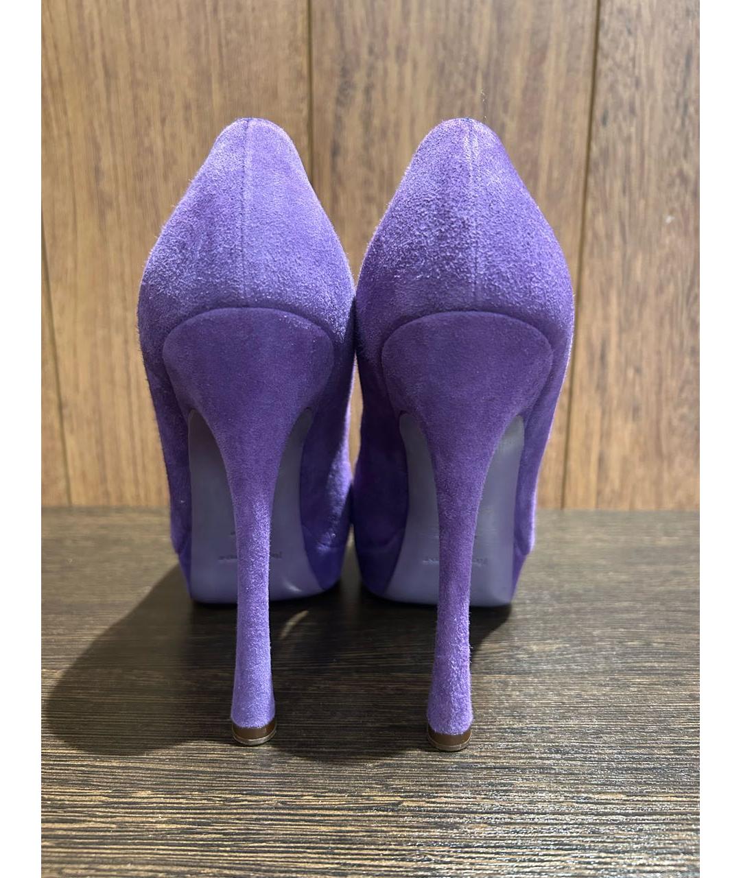 SAINT LAURENT Фиолетовые замшевые туфли, фото 4