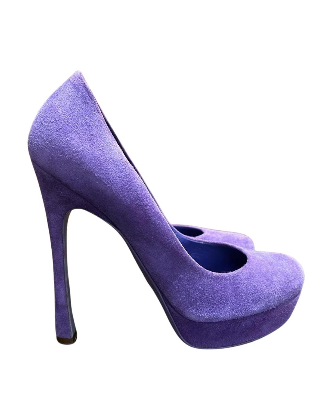 SAINT LAURENT Фиолетовые замшевые туфли, фото 1