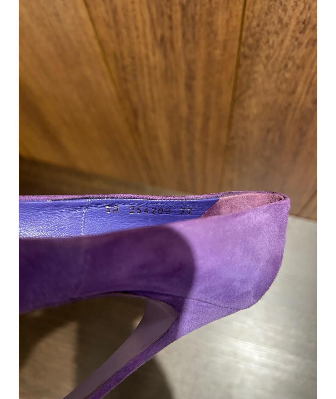 SAINT LAURENT Фиолетовые замшевые туфли, фото 7