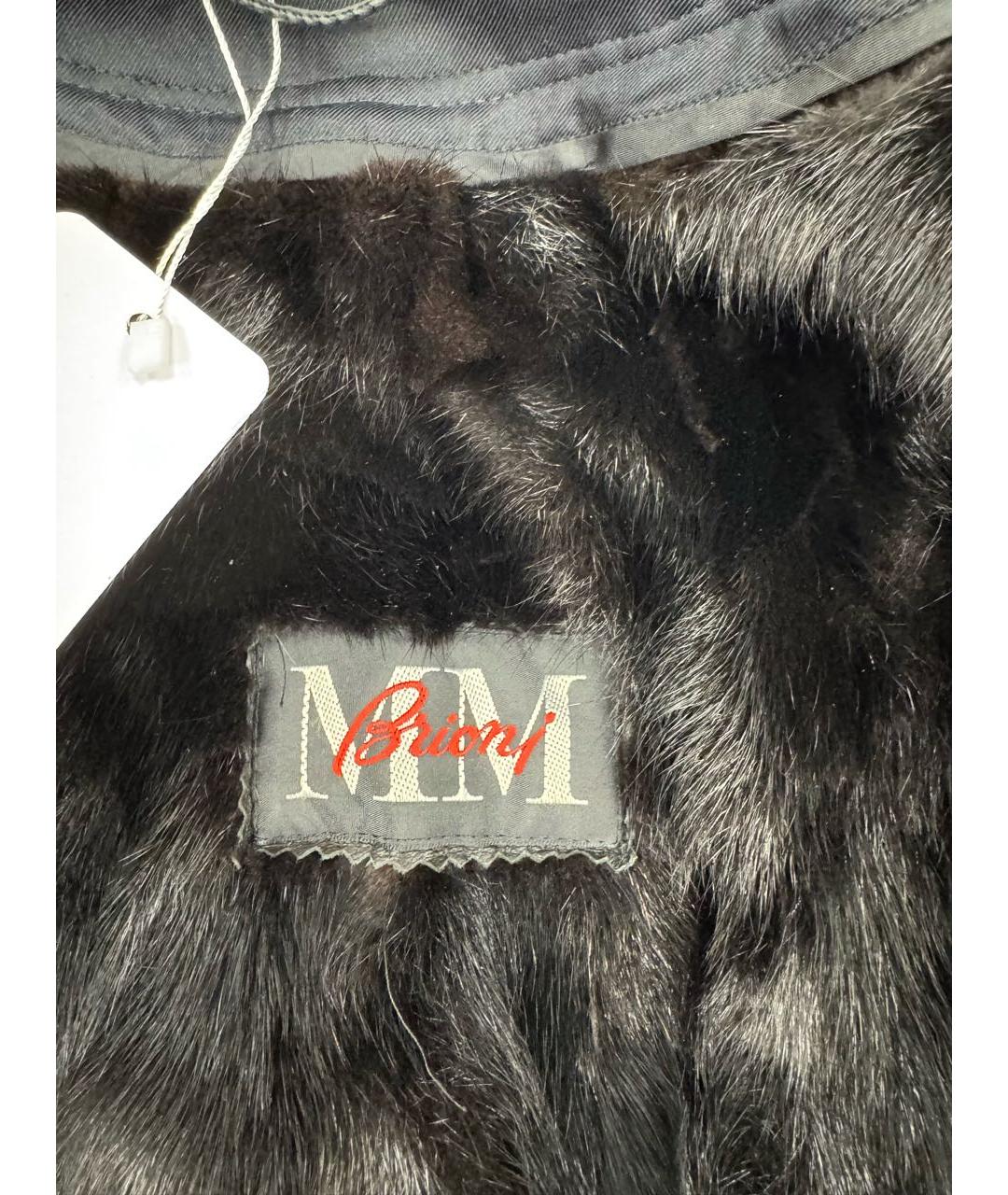BRIONI Черное меховое пальто, фото 3