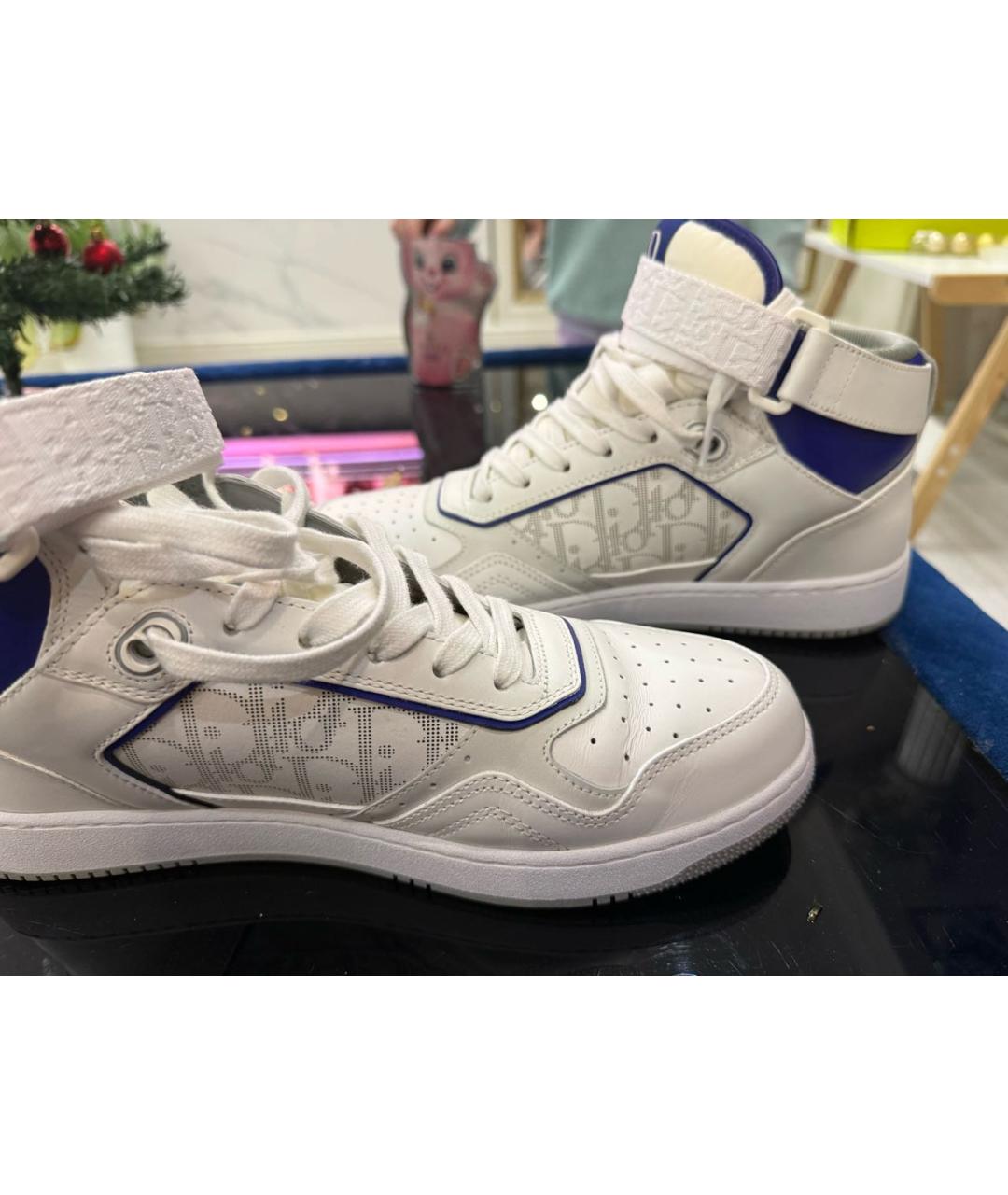 CHRISTIAN DIOR Белые кожаные высокие кроссовки / кеды, фото 3